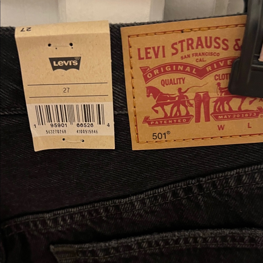 Levi's Black Ripped Denim Cutoff Shorts - Picture 3 of 5